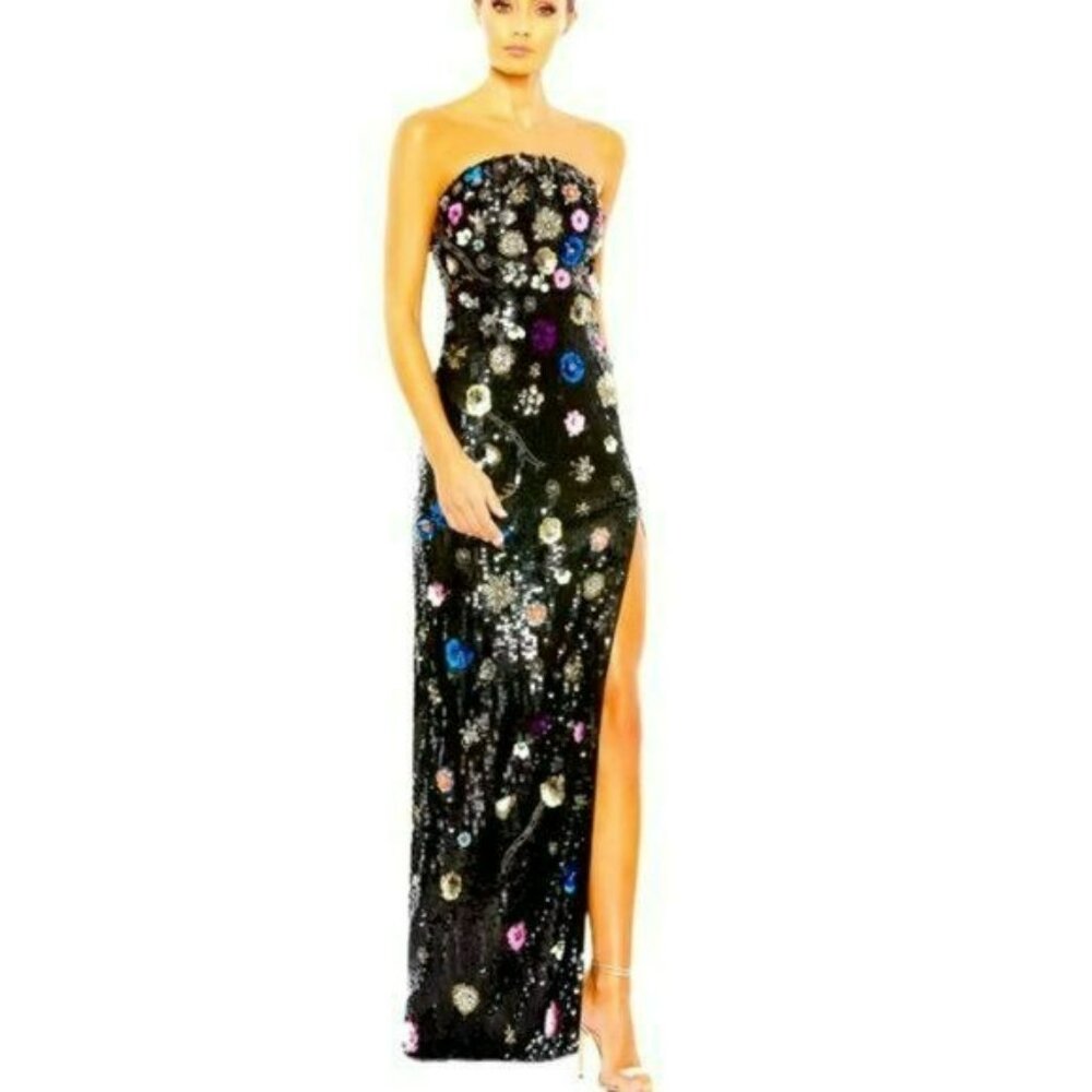 Mac Duggal Black Sequin Maxi Dress